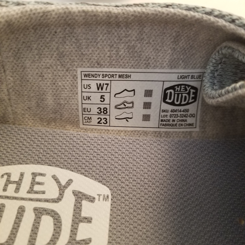 Womens Size 7 Hey Dude Wendy Stretch Cloud Knit Canvas Moccasin light blue - Picture 5 of 7